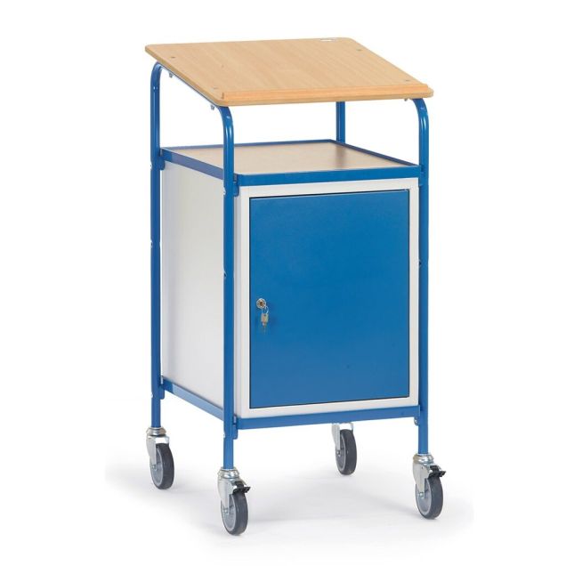 Fahrbarer Schrank, Pult 100 kg 500x600 mit Schreibplatte und abschließbarem Schrank