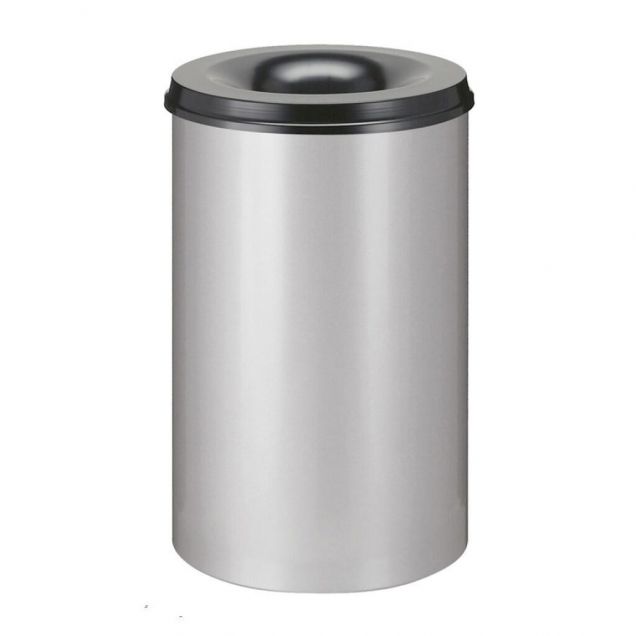 Flammenlöschender Abfallbehälter 110 Liter aluminiumgrau-schwarz