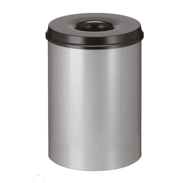 Flammhemmender Papierkorb 50 Liter aluminiumgrau-schwarz