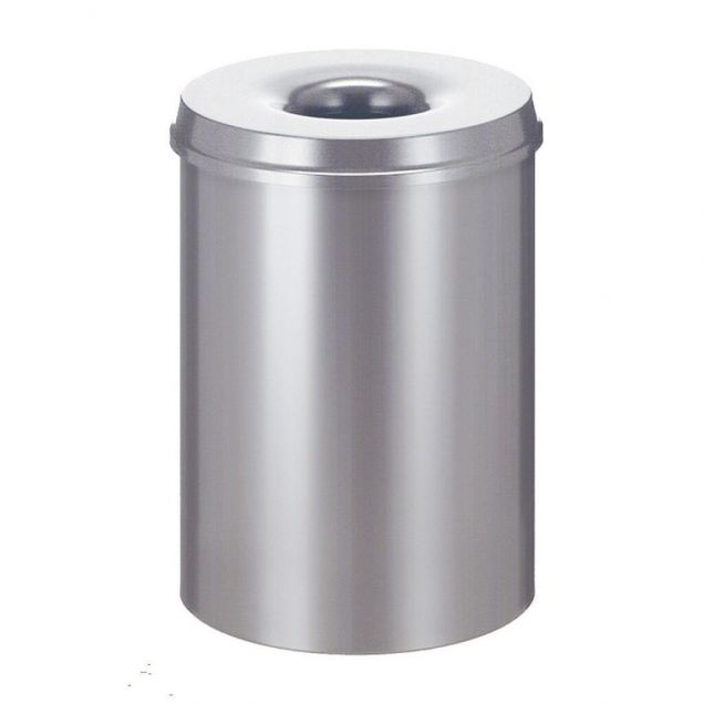 Flammsicherer Abfallbehälter 30 Liter Silber