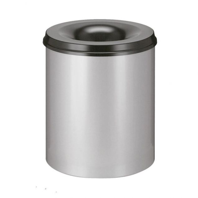 Flammhemmender Papierkorb 80 Liter Aluminiumgrau-Schwarz