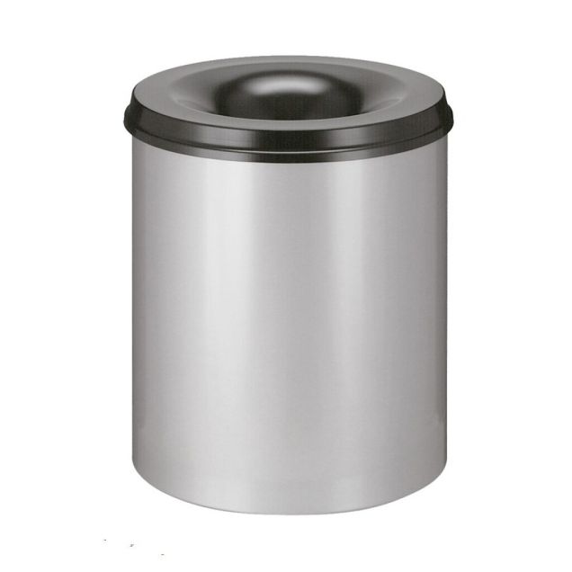 Selbstverlöschender Papierkorb 80 Liter aluminiumgrau-schwarz