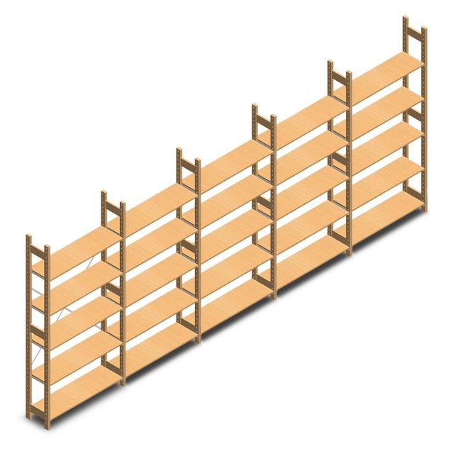 Vorteilsreihe hölzernes Fachbodenregal BT Euro 2100x5030x300 mm (HxBxT) 5 Ebenen