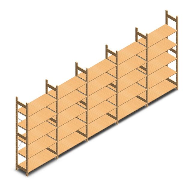 Vorteilsreihe hölzernes Fachbodenregal BT Euro 2100x5030x400 mm (HxBxT) 5 Ebenen