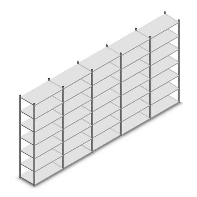 Vorteilsreihe gebrauchtes Fachbodenregal LD 2500x6560x600 mm (HxBxT) 7 Ebenen