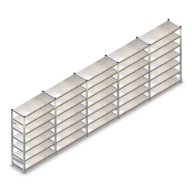 Vorteilsreihe gebrauchte Schaefer R3000 Fachbodenregal 2300x5180x500mm (hxbxt) 7 Ebenen