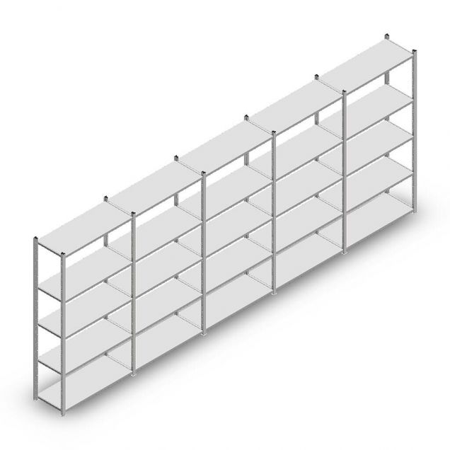 Vorteilsreihe Fachbodenregal Light Duty 2000x5000x400 mm (hxbxt) 5 Ebenen