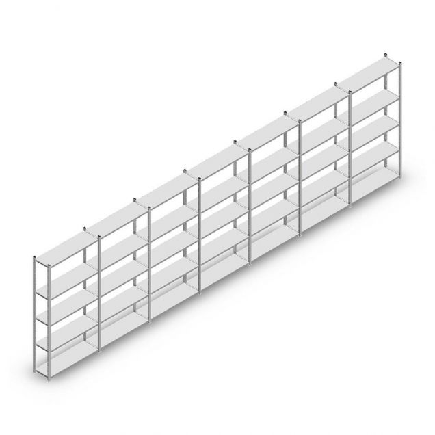 Vorteilsreihe Fachbodenregal Light Duty 2000x7000x300 mm (hxbxt) 5 Ebenen