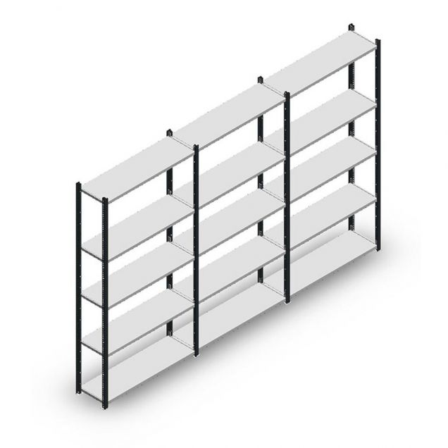Vorteilsreihe Fachbodenregal Medium Duty 2000x3000x300 mm (hxbxt) 5 Ebenen antrazit