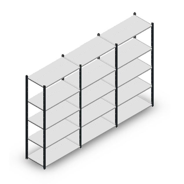 Vorteilsreihe Fachbodenregal Medium Duty 2000x3000x500 mm (HxBxT) 5 Ebenen anthrazit