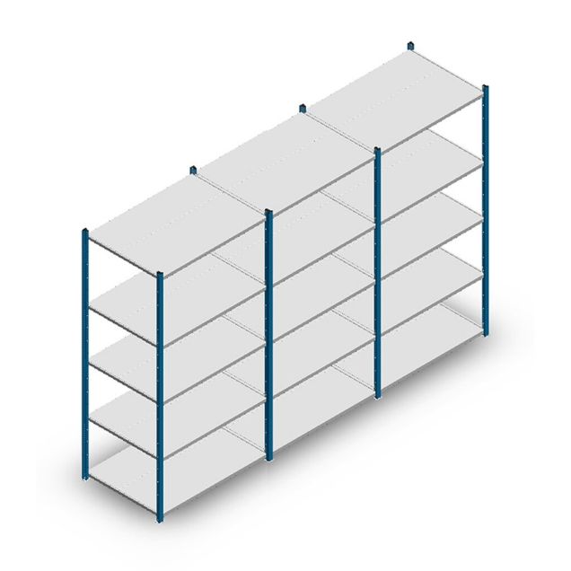 Vorteilsreihe Fachbodenregal Medium Duty 2000x3000x700 mm (HxBxT) 5 Ebenen blau