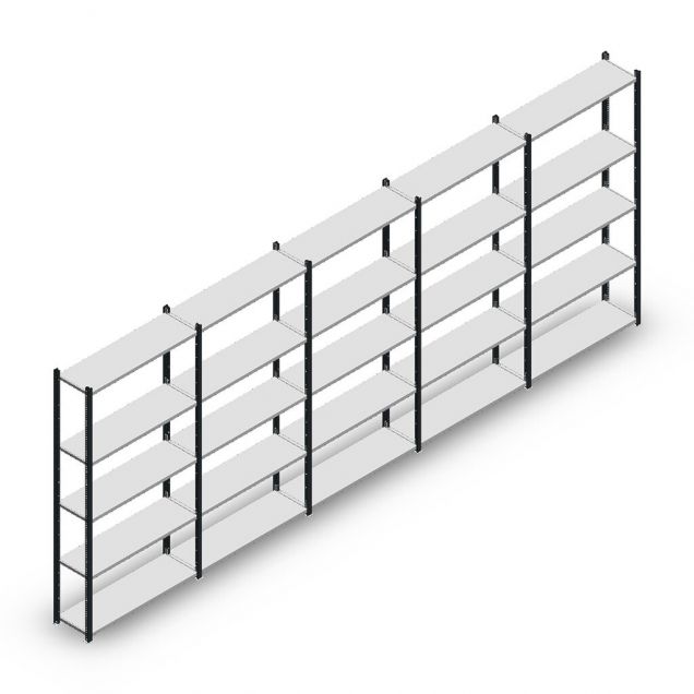 Vorteilsreihe Fachbodenregal Medium Duty 2000x5000x300 mm (hxbxt) 5 Ebenen anthrazit