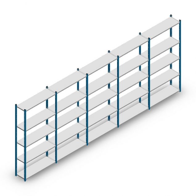 Vorteilsreihe Fachbodenregal Medium Duty 2000x5000x300 mm (hxbxt) 5 Ebenen blau
