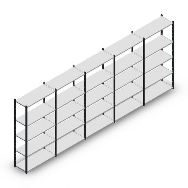 Vorteilsreihe Fachbodenregal Medium Duty 2000x5000x400 mm (hxbxt) 5 Ebenen anthrazit