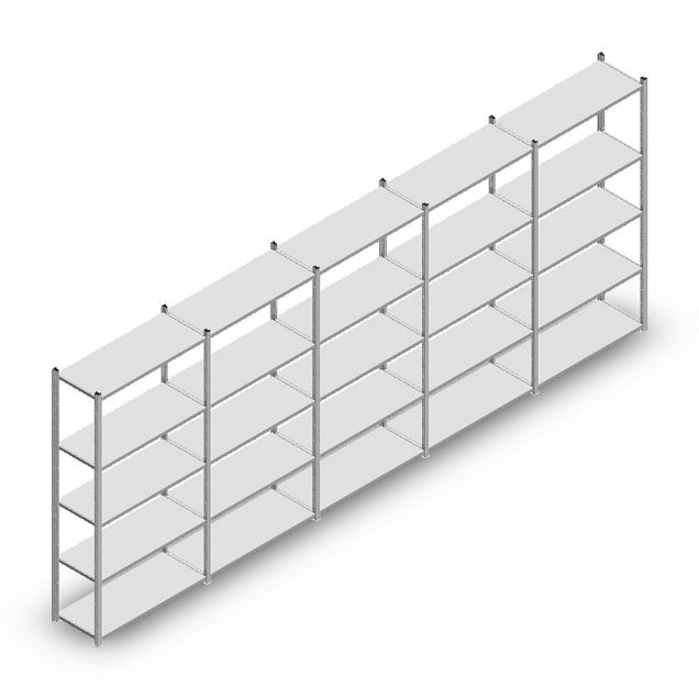 Vorteilsreihe Fachbodenregal Medium Duty 2000x5000x400 mm (hxbxt) 5 Ebenen verzinkt