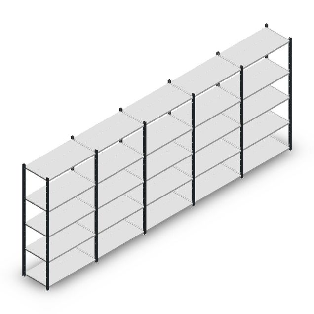 Vorteilsreihe Fachbodenregal Medium Duty 2200x5000x500 mm (HxBxT) 5 Ebenen anthrazit