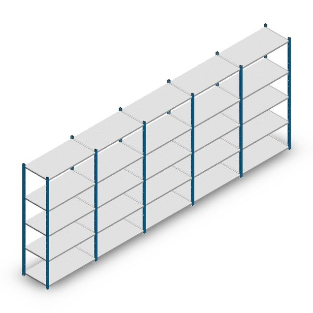 Vorteilsreihe Fachbodenregal Medium Duty 2200x5000x500 mm (HxBxT) 5 Ebenen blau