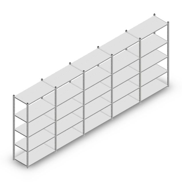 Vorteilsreihe Fachbodenregal Medium Duty 2000x5000x500 mm (HxBxT) 5 Ebenen verzinkt