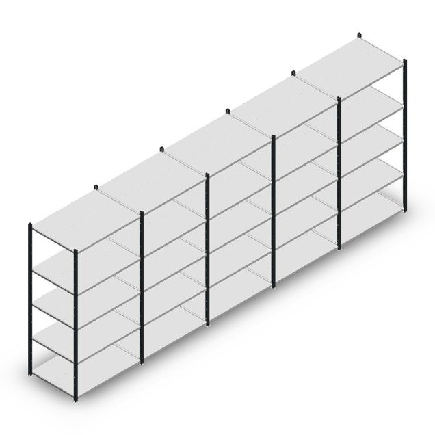 Vorteilsreihe Fachbodenregal Medium Duty 2000x5000x700 mm (HxBxT) 5 Ebenen anthrazit
