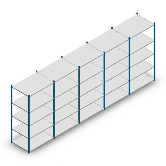 Vorteilsreihe Fachbodenregal Medium Duty 2000x5000x700 mm (hxbxt) 5 Ebenen blau
