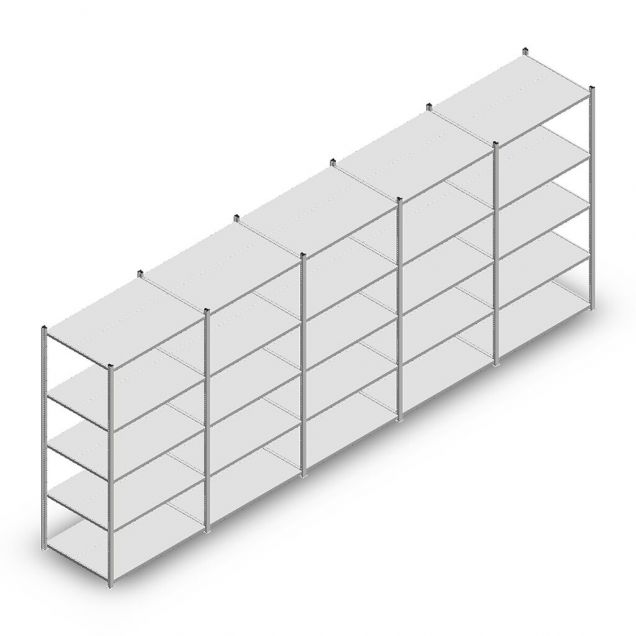 Vorteilsreihe Fachbodenregal Medium Duty 2200x5000x700 mm (hxbxt) 5 Ebenen verzinkt