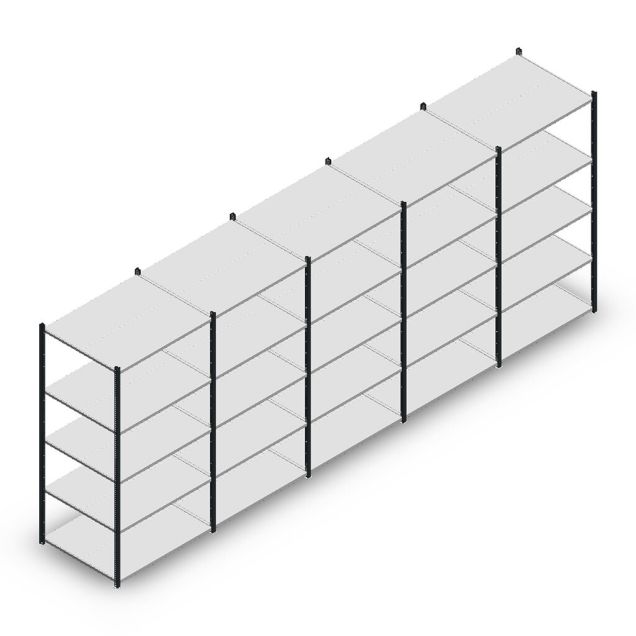 Vorteilsreihe Fachbodenregal Medium Duty 2200x5000x800 mm (HxBxT) 5 Ebenen anthrazit