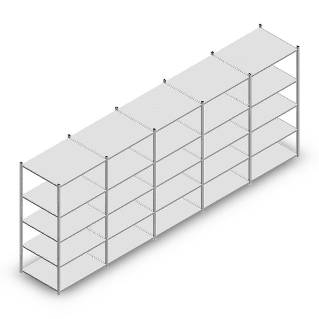Vorteilsreihe Fachbodenregal Medium Duty 2000x5000x800 mm (HxBxT) 5 Ebenen verzinkt