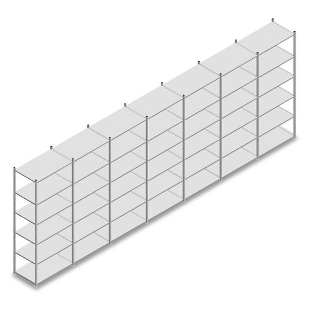 Vorteilsreihe Fachbodenregal Medium Duty 2500x7000x600 mm (hxbxt) 6 Ebenen verzinkt