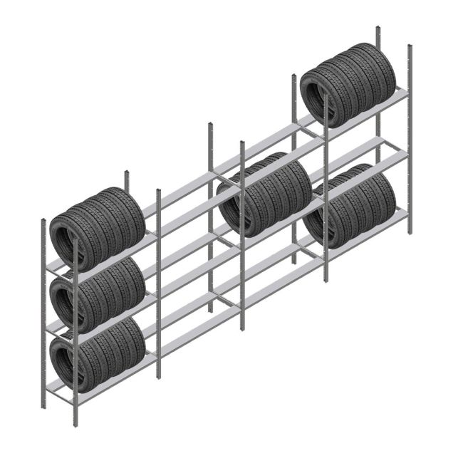 Vorteilsreihe Reifenregal Medium Duty 2000x4000x600 mm (HxBxT) 3 Ebenen