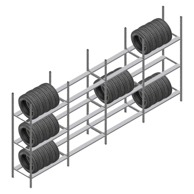 Vorteilsreihe Reifenregal Medium Duty 2000x4000x700 mm (HxBxT) 3 Ebenen