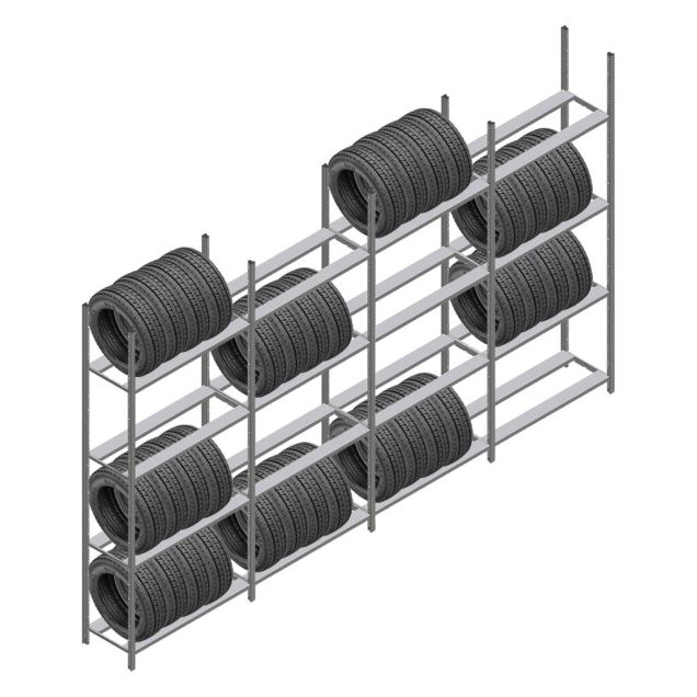 Vorteilsreihe Reifenregal Medium Duty 2500x4000x600 mm (HxBxT) 4 Ebenen