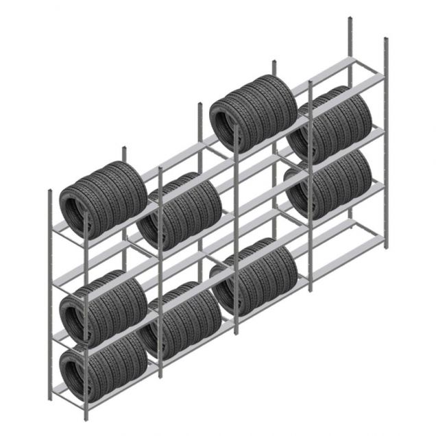 Vorteilsreihe Reifenregal Medium Duty 2500x4000x700 mm (hxbxt) 4 Ebenen