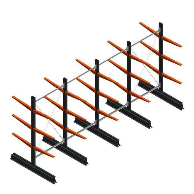 Vorteilsreihe leichte Kragarmregal doppelseitig 2000x4100x600 mm (hxbxt) 3 Ebenen