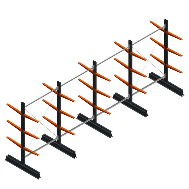 Vorteilsreihe leichte doppelseitige Kragarmregal 2000x5100x500 mm (hxbxt) 3 Ebenen