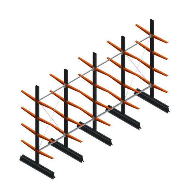 Vorteilsreihe leichte Kragarmregal doppelseitig 2500x4100x500 mm (hxbxt) 4 Ebenen