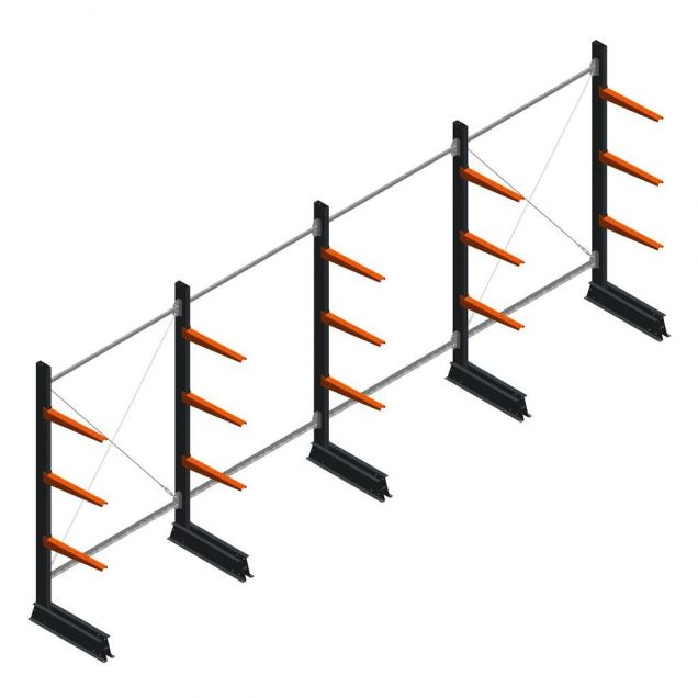 Vorteilsreihe leichte Kragarmregal einseitig 2000x5100x500 mm (hxbxt) 3 Ebenen