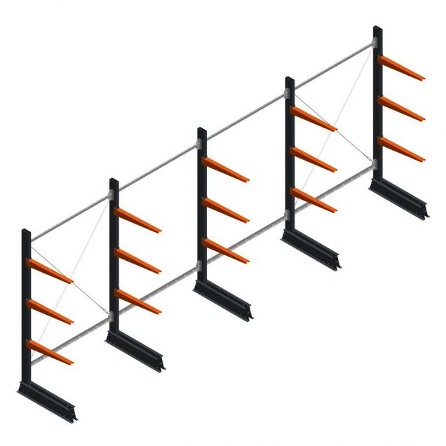 Vorteilsreihe leichte Kragarmregal einseitig 2000x5100x600 mm (hxbxt) 3 Ebenen