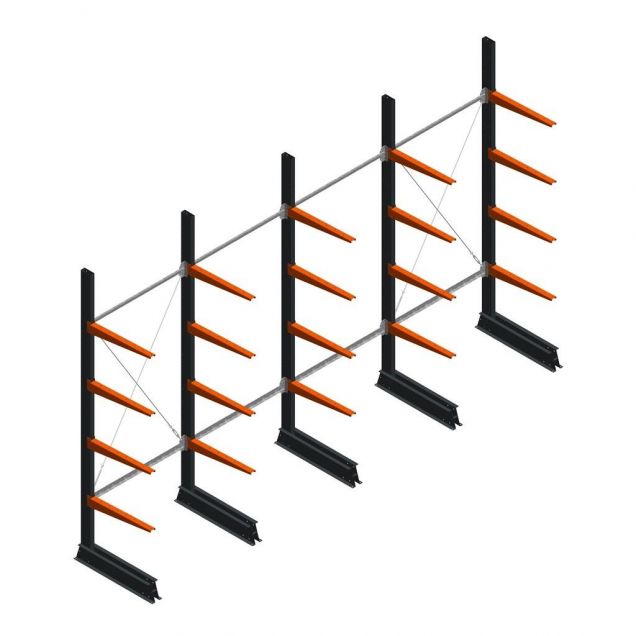 Vorteilsreihe leichte Kragarmregale einseitig 2500x4100x600 mm (hxbxt) 4 Ebenen