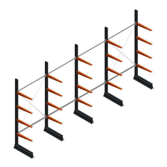 Vorteilsreihe leichte Kragarmregal einseitig 2500x5100x600 mm (hxbxt) 4 Ebenen