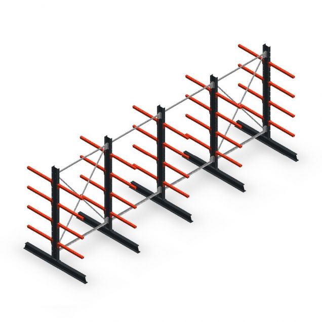 Vorteilsreihe Medium Duty Kragarmregal doppelseitig 2500x4000x600 mm (hxbxt) 4 Ebenen