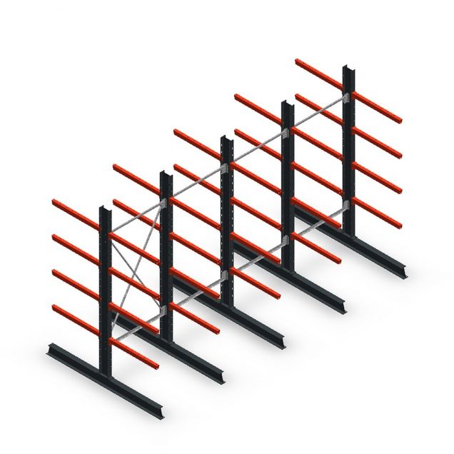 Vorteilsreihe Medium Duty Kragarmregal doppelseitig 2500x4000x800 mm (hxbxt) 4 Ebenen