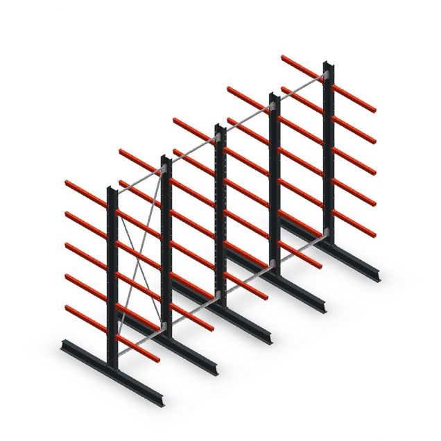 Vorteilsreihe Medium Kragarmregal doppelseitig 3000x4000x800 mm (hxbxt) 5 Ebenen