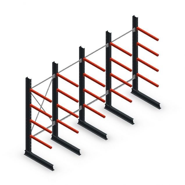 Vorteilsreihe Medium Duty Kragarmregal einseitig 2500x4000x800 mm (hxbxt) 4 Ebenen