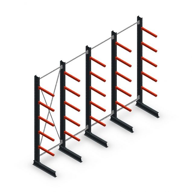 Vorteilsreihe Medium Duty Kragarmregal einseitig 3000x4000x600 mm (hxbxt) 5 Ebenen