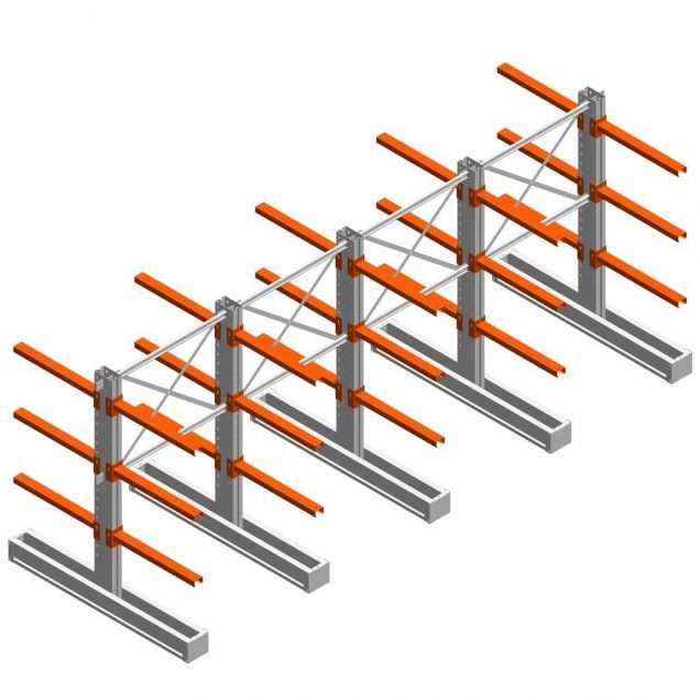 Vorteilsreihe medium Kragarmregal IT doppelseitig 1990x4800x800 mm (hxbxt) 3 Ebenen