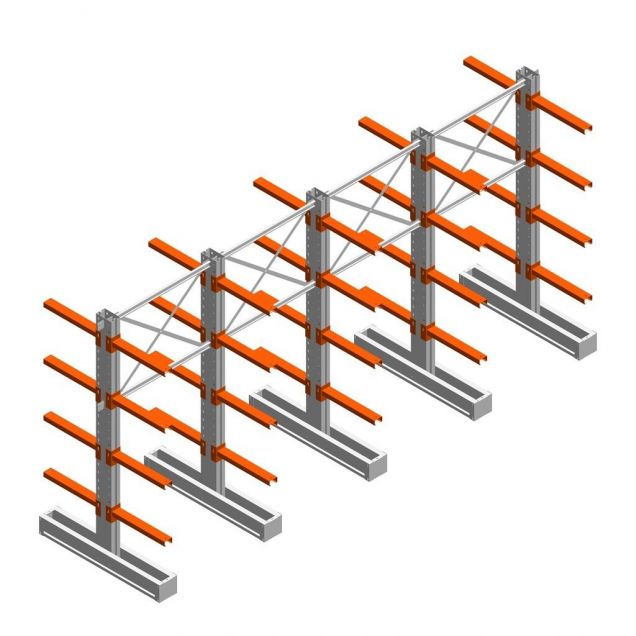 Vorteilsreihe Medium Kragarmregal IT doppelseitig 2455x4800x600 mm (hxbxt) 4 Ebenen