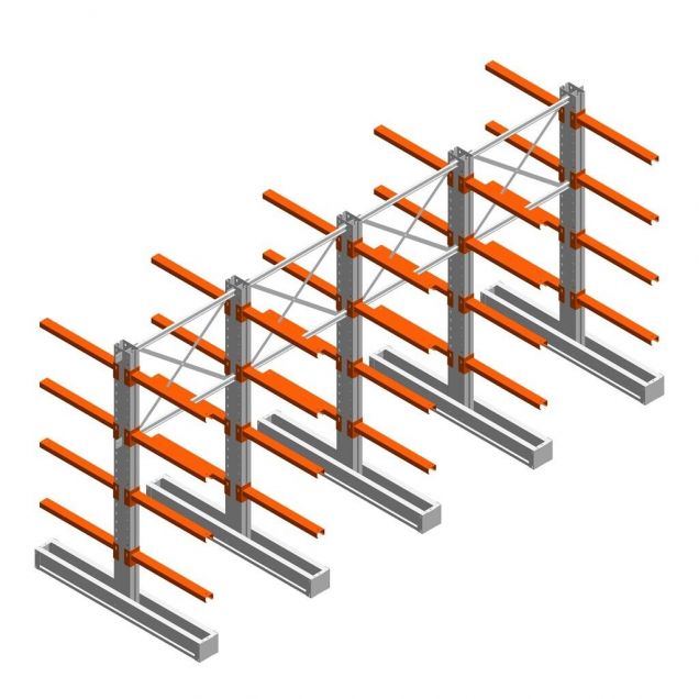 Vorteilsreihe Medium Duty Kragarmregal IT doppelseitig 2455x4800x800 mm (hxbxt) 4 Ebenen