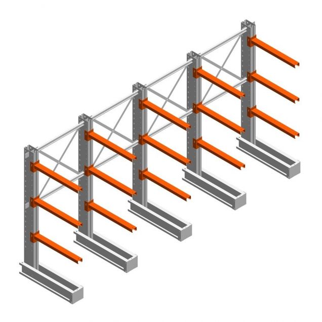 Vorteilsreihe Medium Duty Kragarmregal IT einseitig 1990x4000x800 mm (hxbxt) 3 Ebenen
