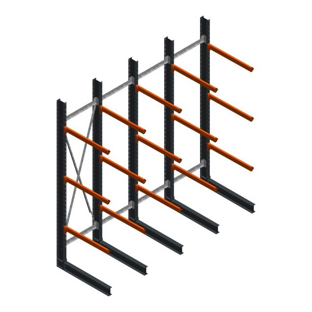 Vorteilsreihe schwere Kragarmregal einseitig 4000x4091x1200mm (hxbxt) 3 Ebenen