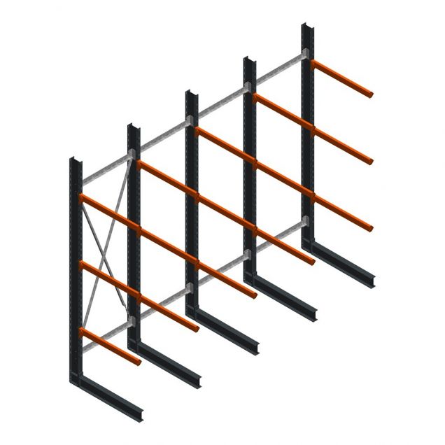 Vorteilsreihe schwere Kragarmregal einseitig 4000x4891x1000mm (hxbxt) 3 Ebenen